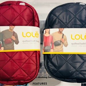 Lole Unisex Quilted Puff Belt Bag - Burgundy and Black- Pack of 2- NWT